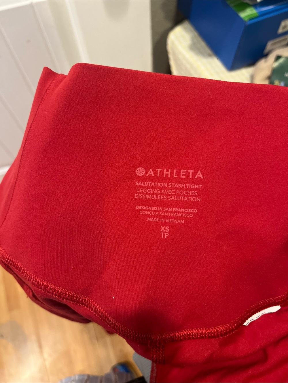 Athleta Red Salutation Stash Tight Leggings - XS EUC Yoga Athletic Stretch Gym